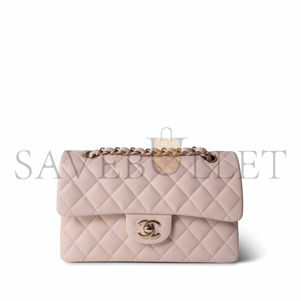 CHANEL LIGHT PINK CAVIAR QUILTED CLASSIC FLAP SMALL A37586 (23*14.5*6cm)